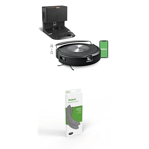Bundle of iRobot Roomba Combo j7+ Self-Emptying Robot Vacuum & Mop - Fully Retractable Mop pad, Identifies & Avoids Obstacles, Ideal for Pets w/iRobot Authentic Microfiber Mopping Pad, 2-Pack
