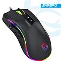 Gaming Mouse SAREPO GT300+ USB Wired 9 Buttons with Macro Software 4000dpi 11 Modes RGB Backlight Detachable Side Wings 1 Mouse in 2 Size Using