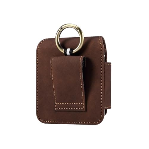 Smooth Skin Faux Leather Phone Holster Pouch Belt Loop Clip Case for Motorola Razr+ 2025 Razr 50 Ultra Moto Razr+ 2023 Razr 40 Ultra Samsung Galaxy Z Flip 7 Z Flip 6 Z Flip5 (Coffee)