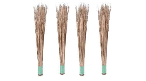 New Trend Natural Coconut Broom Sticks for Floor Cleaning (Brown, Large) -Pack of 4