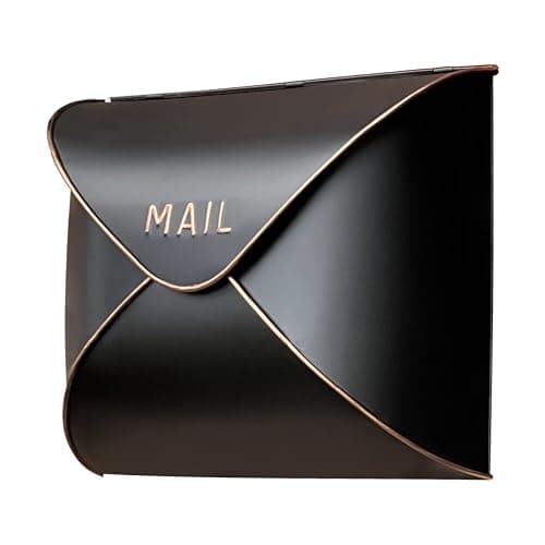 NACH MB-6941S Small Metal Black Copper Wall Mounted Mailbox for Outdoor Wall Mounting, 28 x 12 x 22 cm, Wall Mounted Mailbox