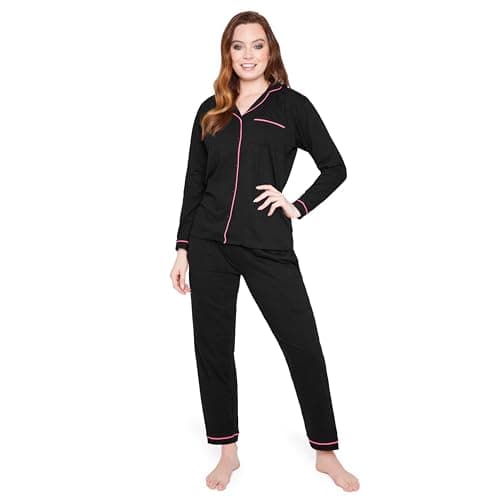 CityComfort Schlafanzug Damen Lang Pyjama Damen Baumwolle Lounge Set Damen und Teenager S - XL - Geschenke für Frauen