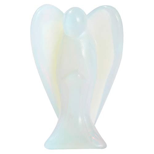 Nobranded Crystal Angel Figurine Opal Gemstone Peace Angel Statue Pocket Guardian Rose Quartz Topaz Healing Stone 2 Inches(50mm) (Opal Stone)