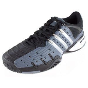 adidas Men`s Barricade V Classic Tennis Shoes Onyx and Silver Metallic-(88738386