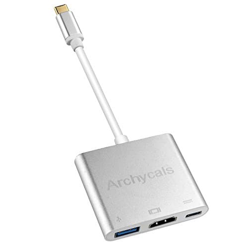 ARCHYCALS USB C to HDMI 4K USB C Adapter 3 in 1 Digital Multiport USB 3.1 with USB 3.0 Port and USB C Charge Port for 2016 MacBook Pro, Chromebook Pixel, Samsung S8,S8 Plus and More USB C Devices