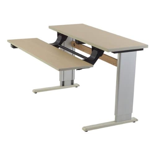 Adjustable-Height Bi-Level Computer Workstation - Power Adjustment