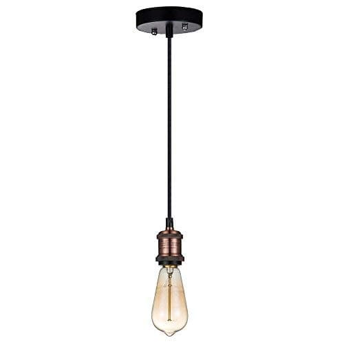 JINZO Vintage Edison Single Pendant Light E26/E27 Bulb Socket with Antique Copper Finished 3x18 AWG Cable Pack of 1