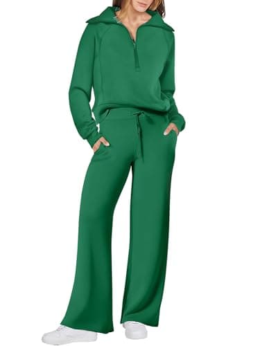 ANRABESS Women 2 Piece Outfits 2025 Fall Fashion Airport Wide Leg Pants Lounge Set Leisure Travel Vacation Clothes Sweatsuits