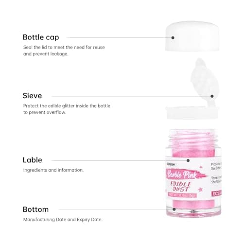 Sujoygar Pink Edible Glitter for Drinks, 5g Food Grade Drink Glitter, Luster Dust Edible for Cakes Cocktails Drinks Chocolate Strawberries, Valentine Wedding Girls Party Food Decoration