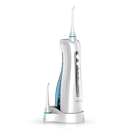Sunavo WF-02 Cordless Water Flosser IPX7 Waterproof 3 Modes for Braces and Teeth Whitening, Dental Water Jet Rechargeable 15 days battery, Portable Oral Irrigator for Travel and Home BPA free, ETL FDA