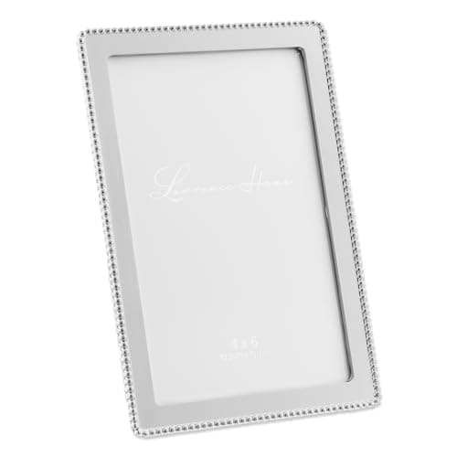 Lawrence Frames Metal Picture Frame with Delicate Outer Border of Beads, 4 by 6-Inch, Silver