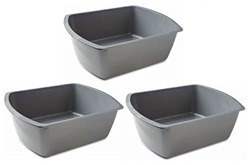 Vakly Rectangular Plastic Wash Basins, Gray, 8 Quart. (3)