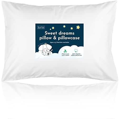 D. Toddler Pillow & Pillowcase | Pillow - Organic Cotton Shell Made in USA 13X18 Inch | Bonus Organic Pillowcase White 14x19 Inch Machine Washable | for Toddler 2-5