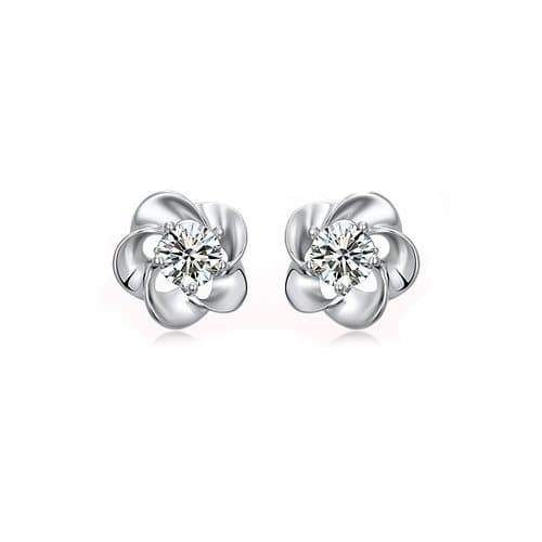 Silver Shoppee Silver Rhodium Plated Crystal Alloy Stud Earrings For Women (SSER0206)