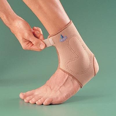 Silicone Padded Neoprene ANKLE SUPPORT with Adjustable Compression Strap by OPPO - Ligament Joint Stability / Sprain / Strain / Weak Overstressed Ankles / Relieves Pain / Muscle Stiffness Sleeve / Ankle Swelling Wrap / Rhythmic Massage (M -- 20.6-25.7cm)