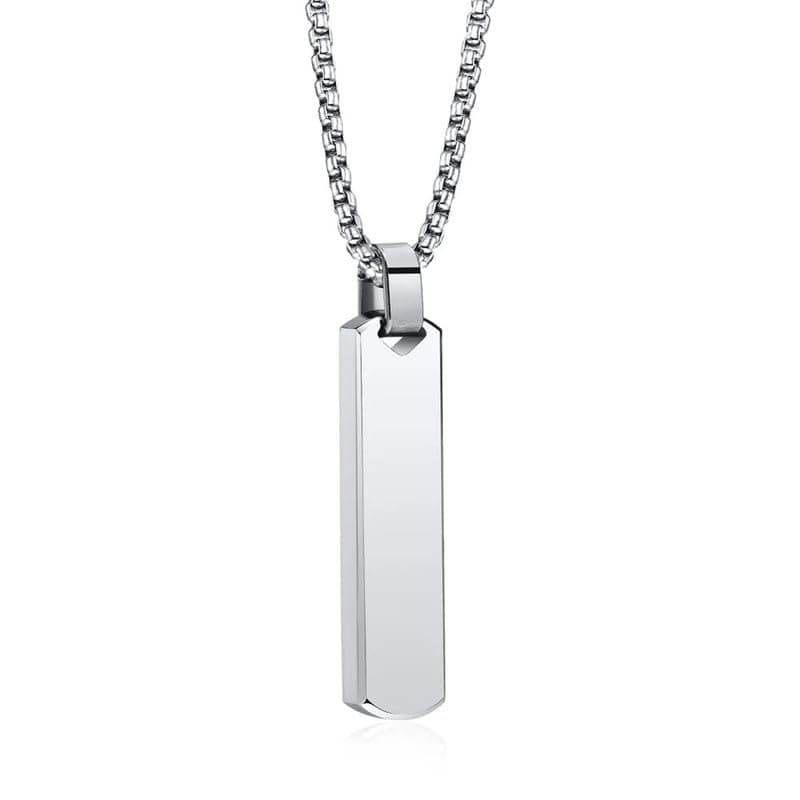 Fashion Frill Silver Chain For Men Stylish Stainless Steel Bar Pendant Necklace Silver Chain Pendant For Men Boys Love Gifts Mens Jewellery