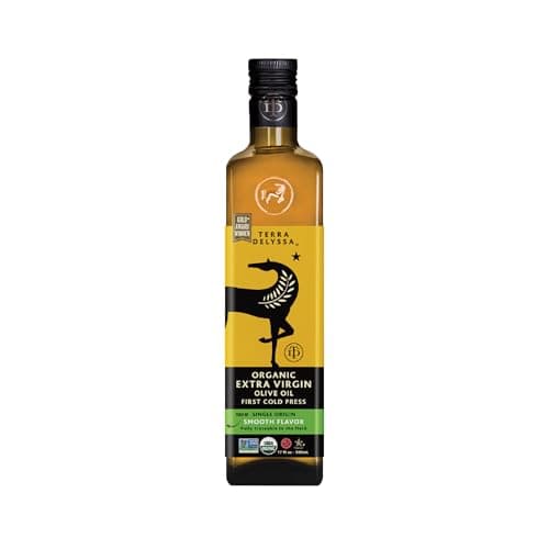Terra Delyssa First Cold Pressed Organic Extra Virgin Olive Oil, Single Sourced, 500 ML (17 fl. oz) Dark Glass Bottle - 1 Pack, Non-GMO, Naturally Rich in Antioxidants and Polyphenols