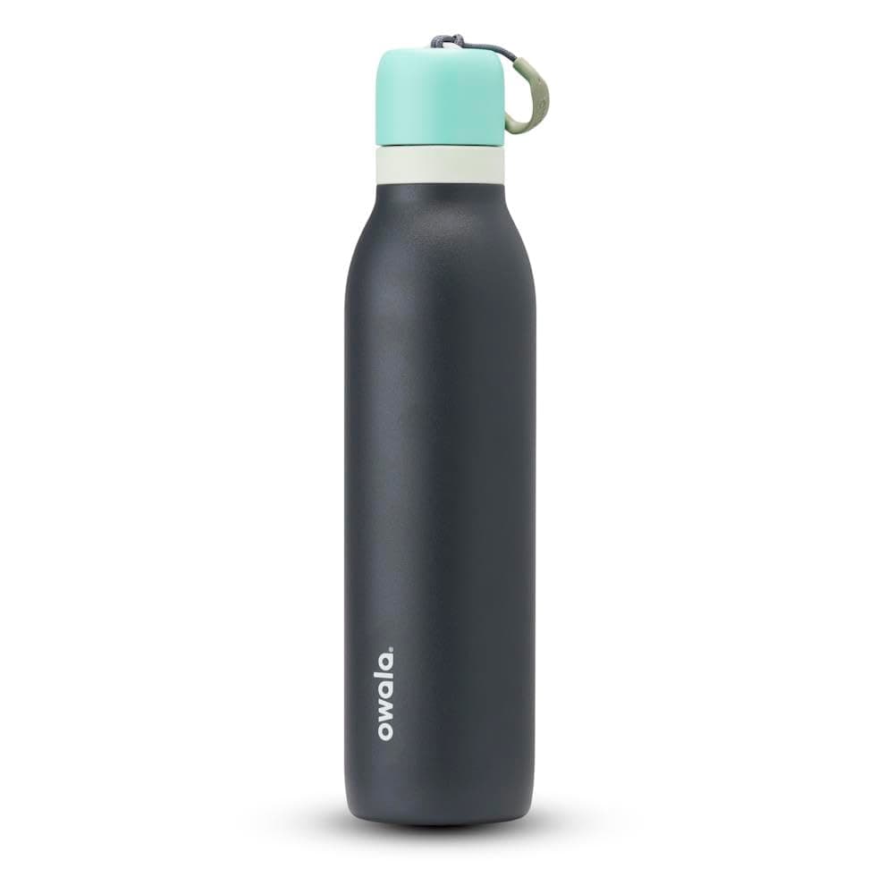 Owala FreeSip Twist Insulated Stainless Steel Water Bottle with Straw for Sports and Travel, 710ml, Blue, Grey (Foggy Tide)