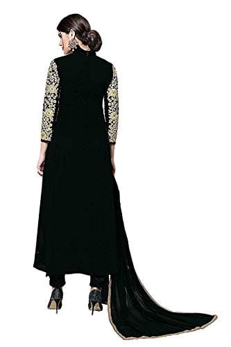 Florely Women's Embroidered Georgette Semi-Stiched Anarkali Gown with Dupatta(Codding)