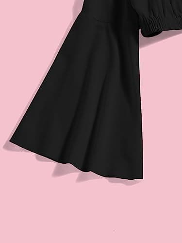 Floerns Girls Off The Shoulder Flounce Long Sleeve Ruched Blouse Crop Tops