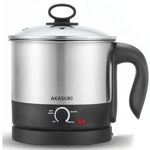 Akasuki Stainless Steel Elegant MKT Multicook Electric Kettle 600W 1.5 Litre,Variable Temperature Settings, Wide Mouth, Maggie, Steaming, Tea, Coffee,Vegetable Boiling, With Egg Boiler Tray (Silver)