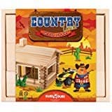 Wood Log Building Set - 77 Wood Building Blocks for Kids - Rodeo House Building Blocks for Girls and Boys Ages 3-7 Years - Wooden Toys for Toddlers with Storage Box