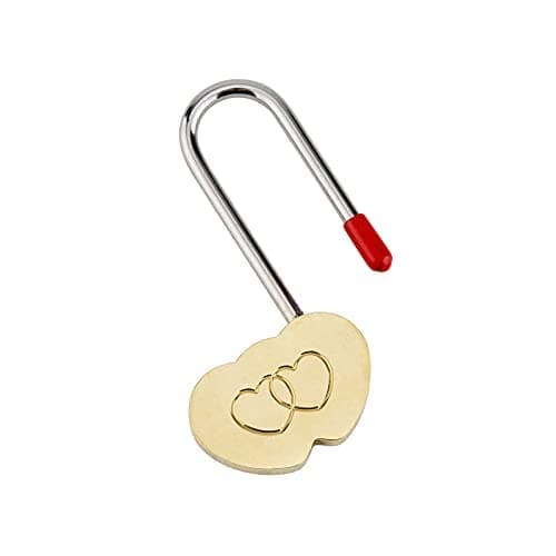 Love Lock 3.5" 50mm Double Heart Padlock Everlasting Love for Lovers Wedding,Anniversary,Travel (NO Key)