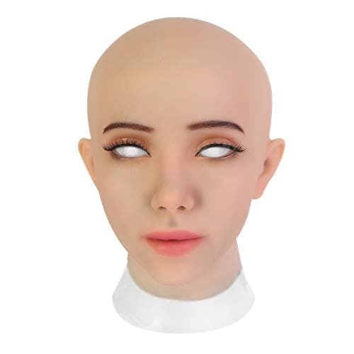EQAIWUJIE Kathy Female fake Face Realistic Silicone fake Head for Crossdresser， Halloween Decoration, Parties, Fall Festival