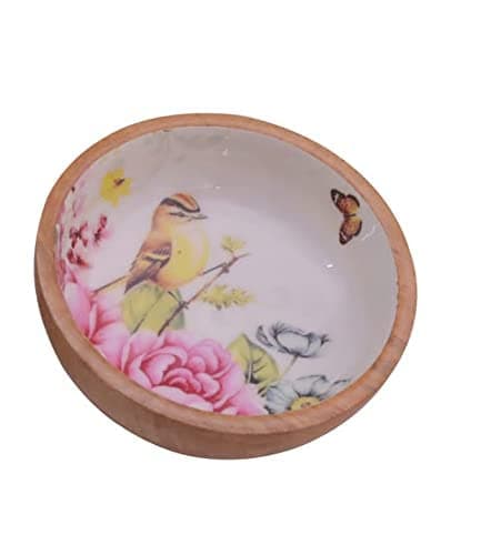 Craft MSN Mango Wooden Prtinted Pet Serving Big Bowl for Dog (Size : Big - 18x7) Pack of 2
