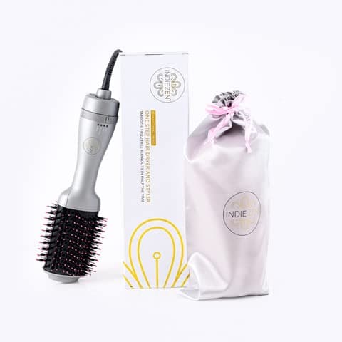 Indie Zen Blow Dryer Brush - Blow, Dry, Curl, Straighten and Volumize Your Hair in Half The Time, Salon Blowout at Home for Women and Men- Anti-frizz Ceramic Titanium Barrel Hair Straightener Brush