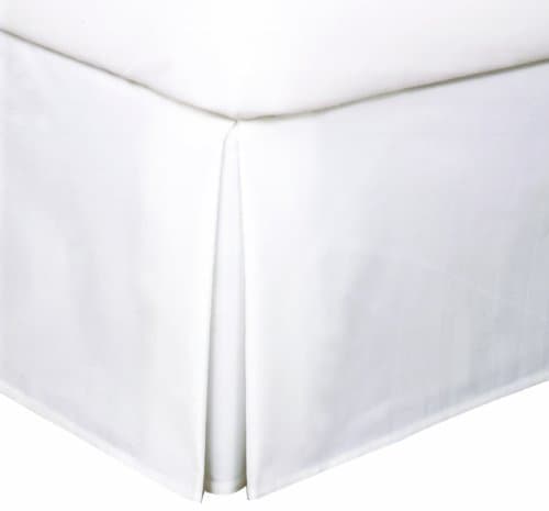 12" Drop Length Hotel Quality 600TC 1PC Pleated Bed Skirt 100% Egyptian Cotton 600 Thread Count (Queen, White Solid)