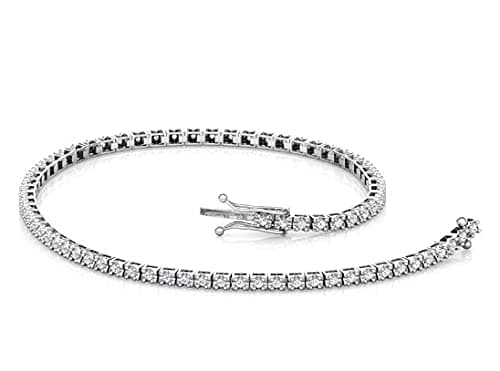 Natural Diamond Tennis Bracelet 18k White Gold 0.09 pointer VS-SI IGI Certified