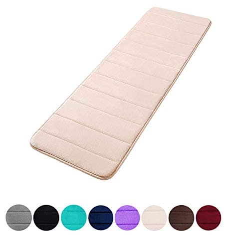 Memory Foam Soft Bath Mats - Non Slip Absorbent Bathroom Rugs Rubber Back Runner Mat for Kitchen Bathroom Floors 16"x47", Beige