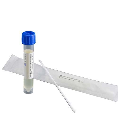 Deltalab 200399 Surface Kit, Neutralising Broth in Non Skirted Tube with Viscose Swab, Sterile, 5 mL (Pack of 600)