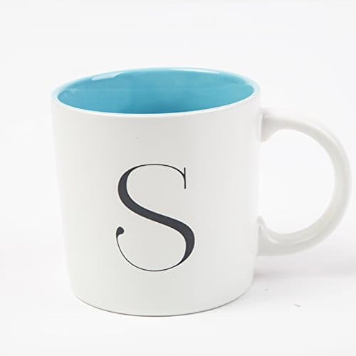BPAGO Black Letter A 11OZ ceramic coffee mug,The inside of the cup is blue