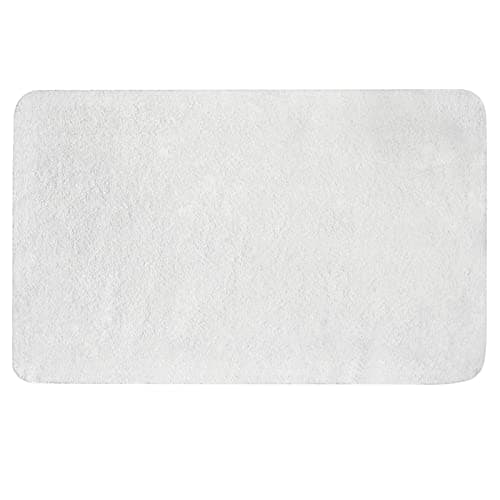 MIULEE 1 x Rectangular Bath Mat for Shower Non-Slip Soft Comfortable Tabis Absorbent Soft Microfibre Toilet Bath Mat 50 x 80 cm White