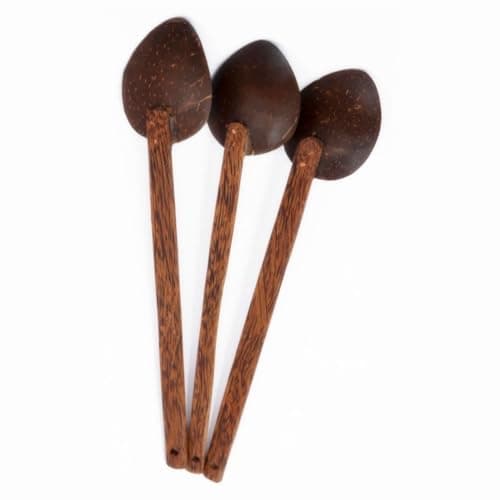 Thenga Coconut Shell Large Cooking Spoon Sets | Eco-Friendly Wooden Spoons For Serving, Kitchen (Set of 3) ,32 Cm