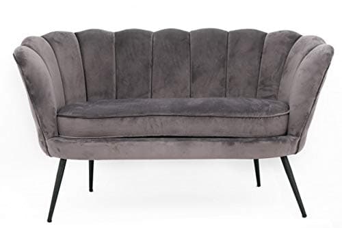 DOWNTON INTERIORS Modern Grey Velvet Scallop Chair Sofa Couch (SWF2234) Full Range of Upholstered Chairs and Sofas are Available**