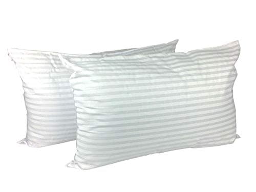 BEDWAY Luxury Hotel Pillows - Deluxe STRIPED Polycotton Bounce Back Hotel Quality Pillows - Machine Washable and Hypoallergenic Bed Pillow (White