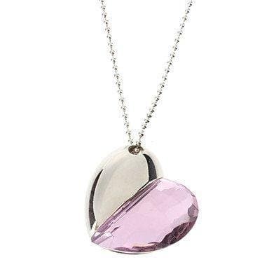 SUNMME Real 32GB USB 2.0 Flash Drive Heart Typed Compact Flash Memory Cards Necklace(Pink)