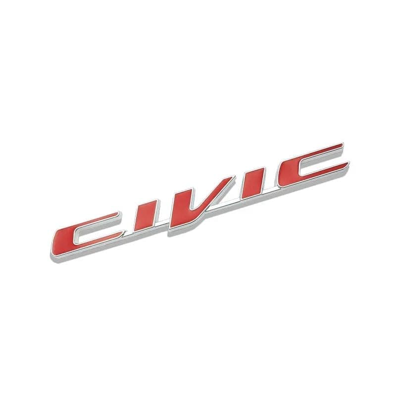 3D Metal Car Letter Fender Emblem Side Rear Tail Trunk Decals Emblem Badge Logo Sticker Decal Styling Auto Accessories Compatible with Honda Civic (Red with Silver)
