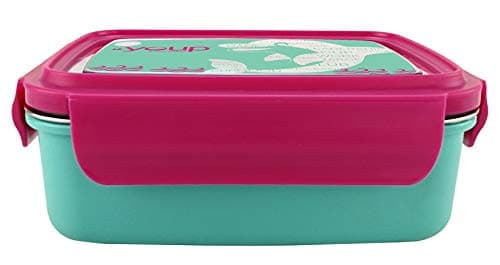 Youp Stainless Steel Turquiose Blue and Pink Color Kids Lunch Box YP8001-800 ml