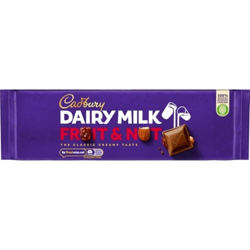 Cadbury Dairy Milk Fruit & Nut Chocolate Bar, The Classic Creamy Taste, Perfect for Sharing, 300 g (Pack of 1)