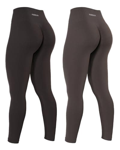 AUROLA Power Workout Leggings for Women Tummy Control Squat Proof Ribbed Thick Seamless Scrunch Active Pants