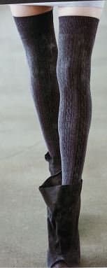 Black Argyle Texture Thigh Socks