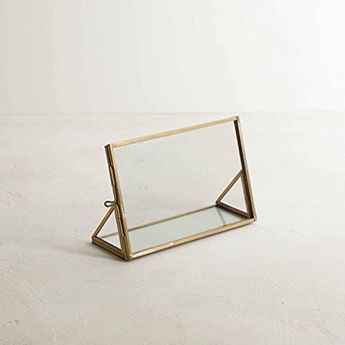 Art India Collections Table Brass Glass Photo Frame for Dried Flowers, Pressed Flowers, Poster, Double Glass Frame, glass brass frame 6x4