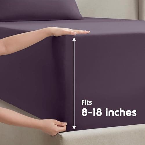 Nestl King Sheet Set - Luxury 1800 Ultra-Soft Microfiber King Bed Sheets - Double Brushed - Deep Pockets - Easy Fit - 4 Piece Set - Bedding Sheets & Pillowcases (King, Purple)