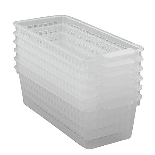 Clear Small Plastic Pencil Storage Baskets, Pack of 6