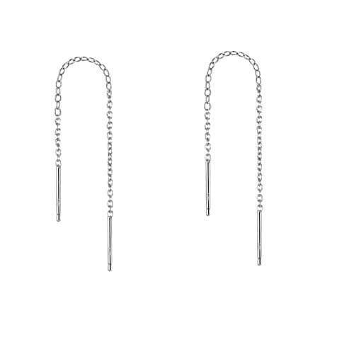 Threader Earrings Sterling Silver Chain -Earrings for Women Dangle Earrings Thread Dangling Threaded Long Chain Earring Nickel Free Hypoallergenic Ear for Women