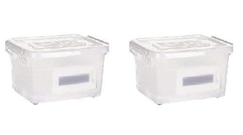 Now & Zen Multipurpose stackable plastic storage container box with wheel, lid & handle for cloth, rice, books, toys, flour, liquid - Pack Of 2 (15L)